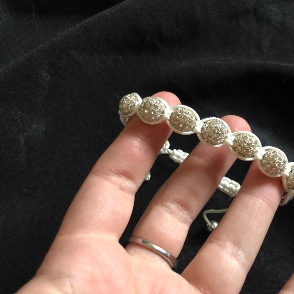 White Thread & Silver with Sparkle Bracelet - Picture 3 of 5